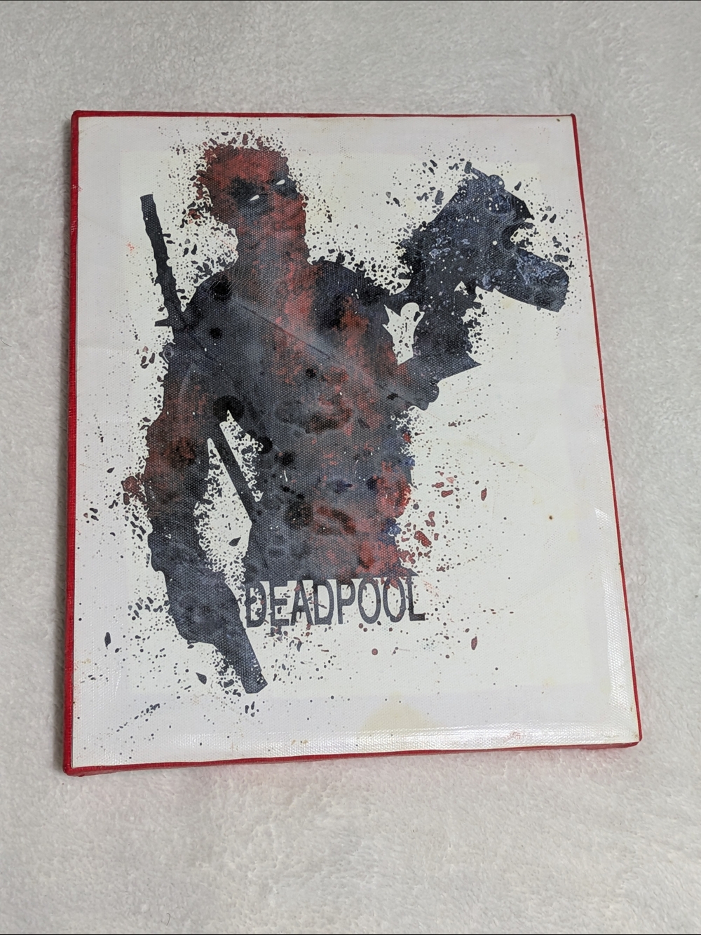 Handmade Marvel Deadpool Watercolor Splash 8" x 10" Wrapped Canvas Wall Art